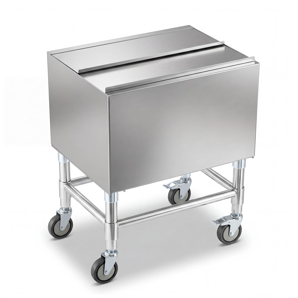 BreezeHug 18.5 x 24 x 30 Inches Commercial Ice Bin with Wheels, Underbar Stainless Steel Ice Chest with Sliding Lid, Cooler Cart Cocktail Unit for Bar Restaurant Pub and Hotels