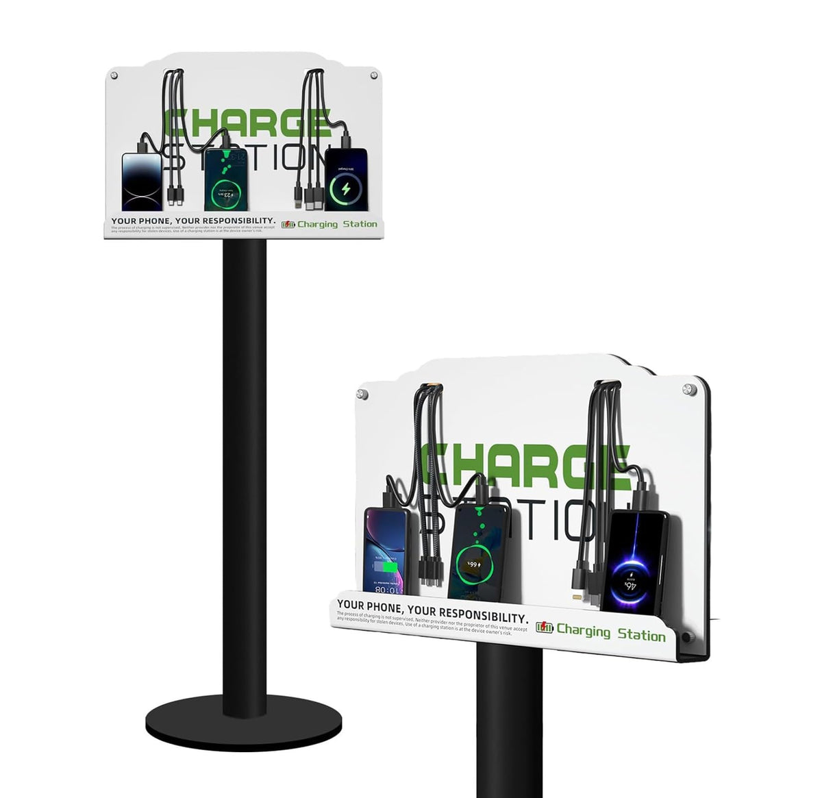 Floor Stand Cell Phone Charging Station Mobile Phone Charging Station | Fast Charging 8 Device | Compatible with Apple Tablets Android Port | Great for Offices Hotel Hospital Airport (White)