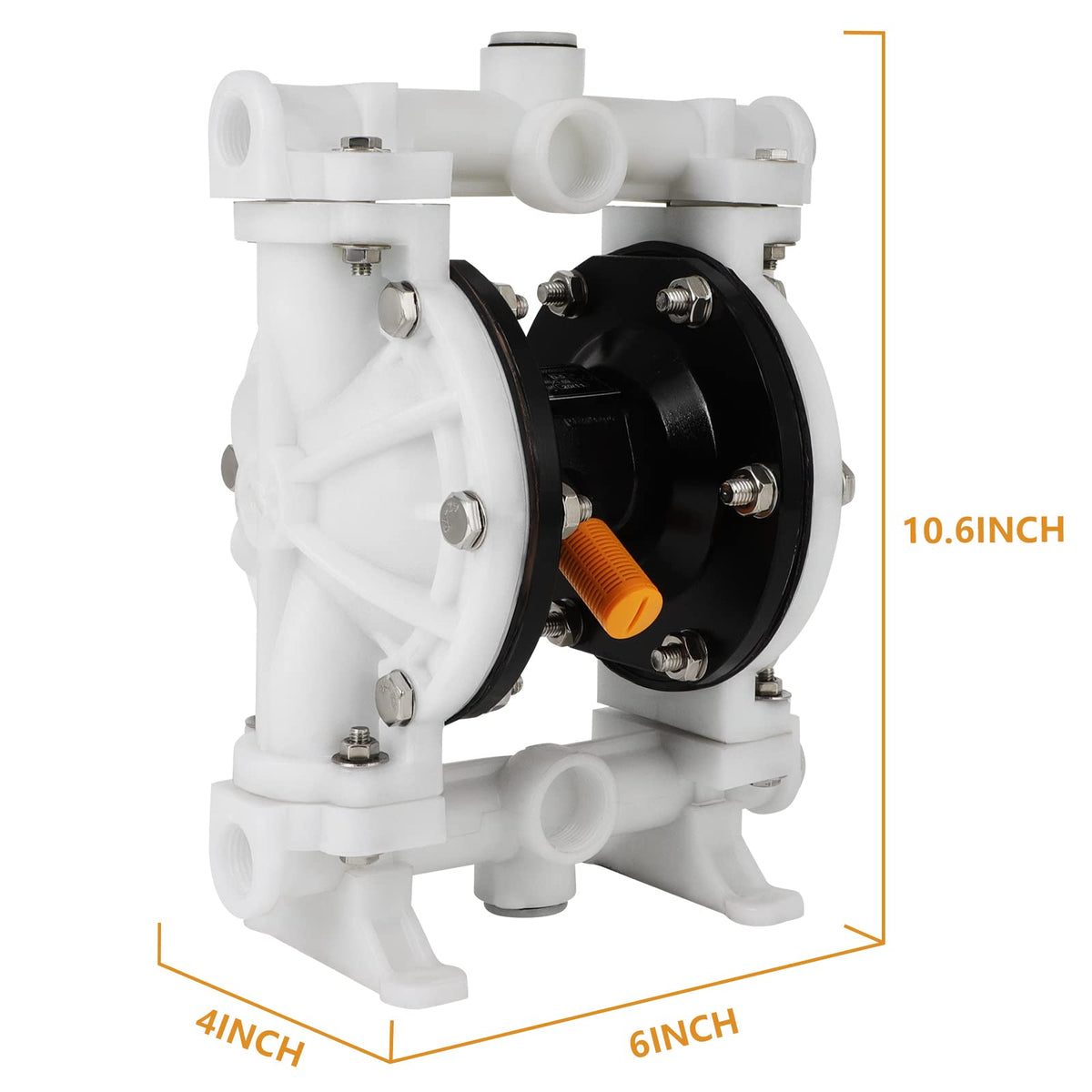 Air Operated Double Diaphragm Pump QBK-15 1/2 inch Outlet 12 GPM Pneumatic Transfer Max 115 PSI Industrial Use for Chemical Waste Oil Dual Diaphram PTFE Nitrile Rubber by Plastic and Stainless Steel
