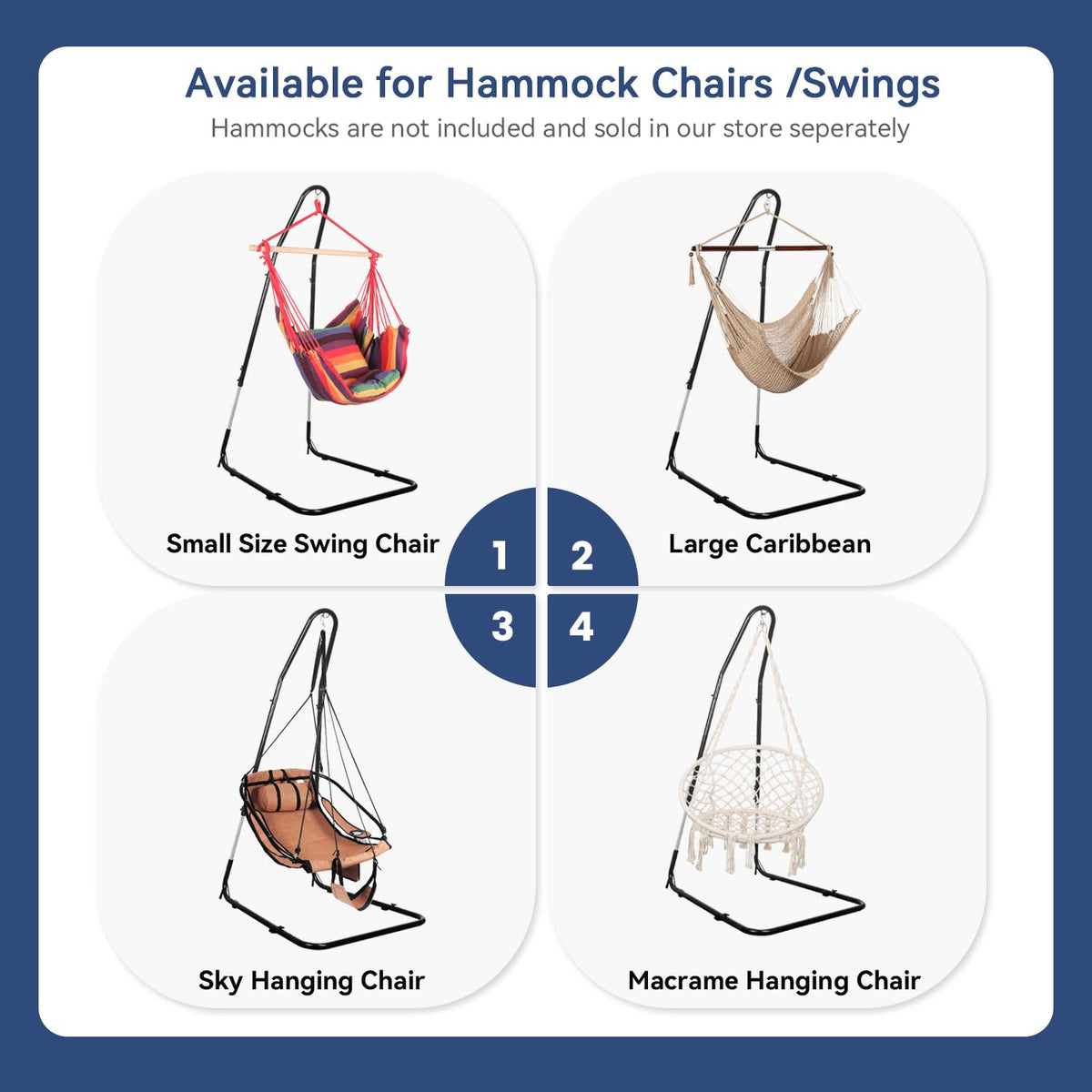 Handwoven Cotton Rope Hammock Chair with Metal Spreader Bar and Stand, Boho Hanging Chair Bedroom, Indoor Outdoor Swing Chair with Tassle