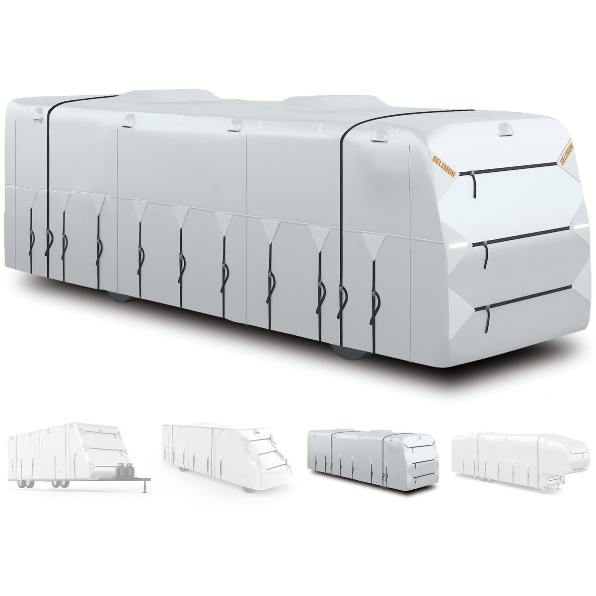 SELIMON 300D Top Class A RV Cover with Waterproof PU Coating Rip-Resistent & Anti-UV Winter Camper Cover Fits 40.1' to 43' Motorhome