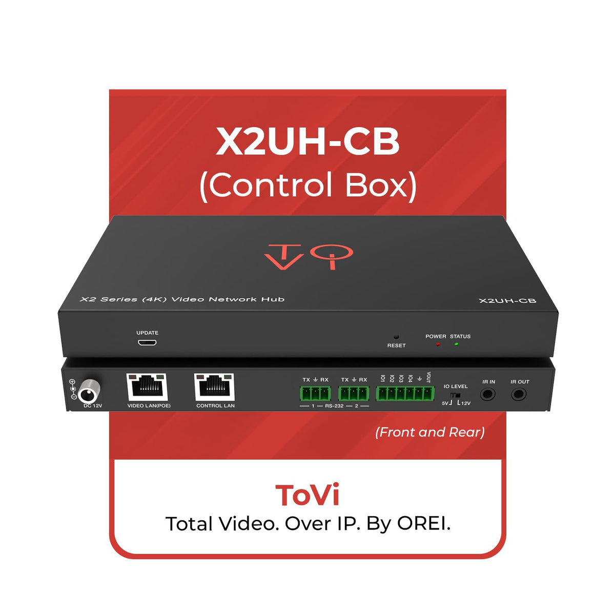 ToVi X2 Series IP Video Network Hub & Control Box with KVM, RS-232, IR, GPIO, PoE, Video Wall, Multi-PC Management, Drag-and-Drop Web GUI (X2UH-CB)