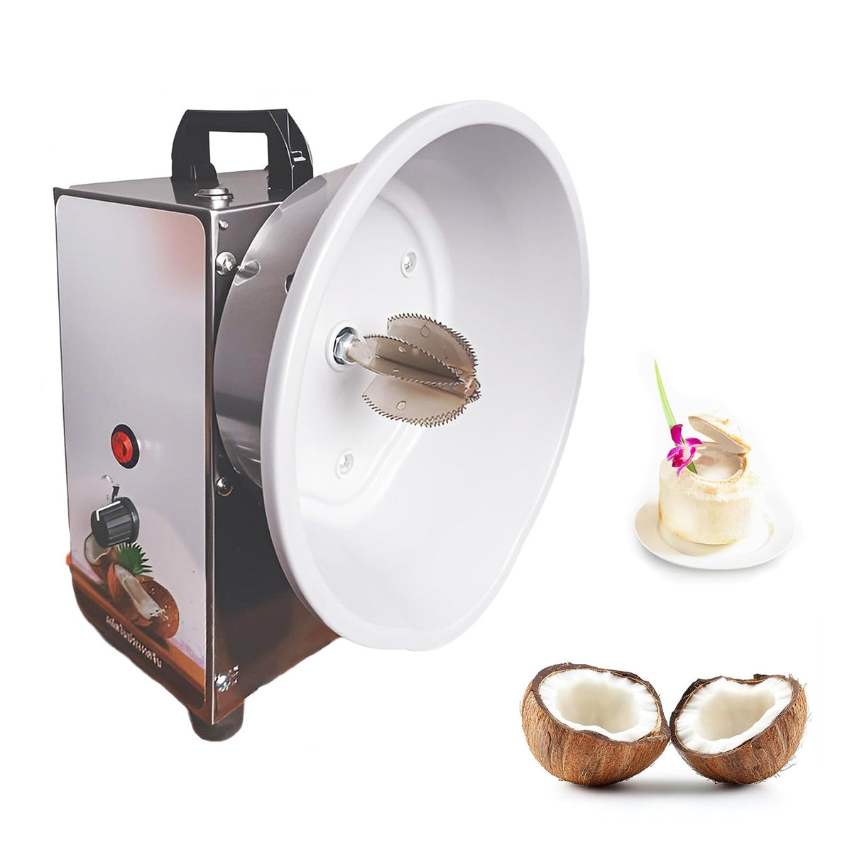 QUGURLID Coconut Scraper Grater Machine,Vertical Coconut Processing Grinder Shredder w/3 Speeds Adjustable,Electric Coconut Meat Removal Tool for Flakes
