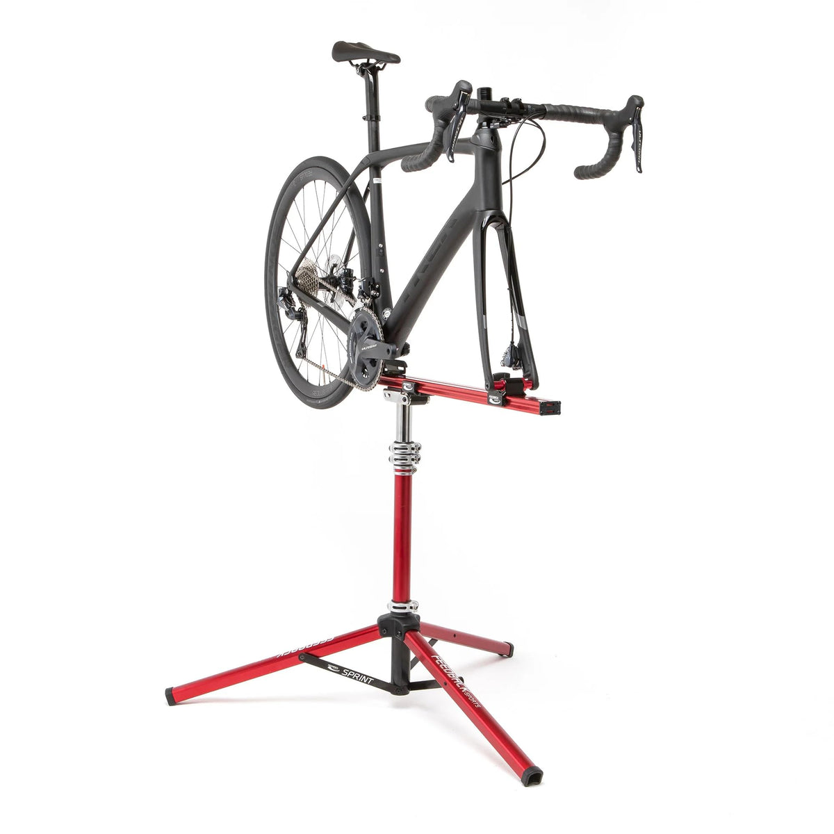 Feedback Sports | Sprint Bike Repair Stand | Compact Bicycle Workstand W/Tripod Base | 360-Degree Rotation | Dropout Style Mount | Red