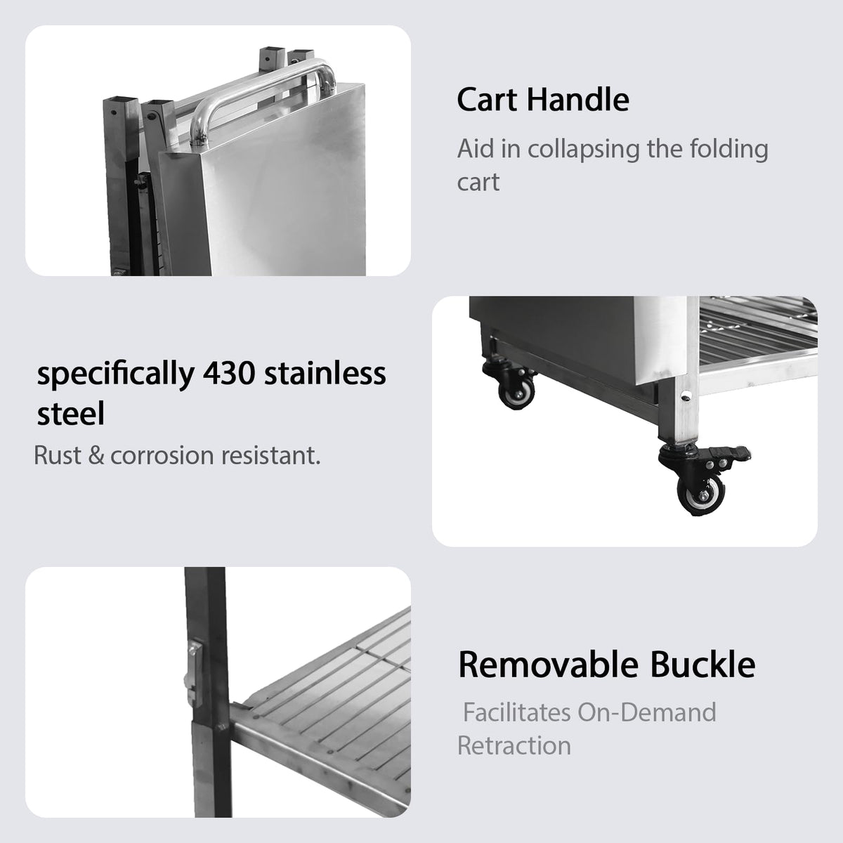 Metrixpio Stainless Steel Kitchen Cart, Foldable Origami Design,Slim Rolling Cart with Storage, Portable Microwave & BBQ, Kitchen Island on Wheels
