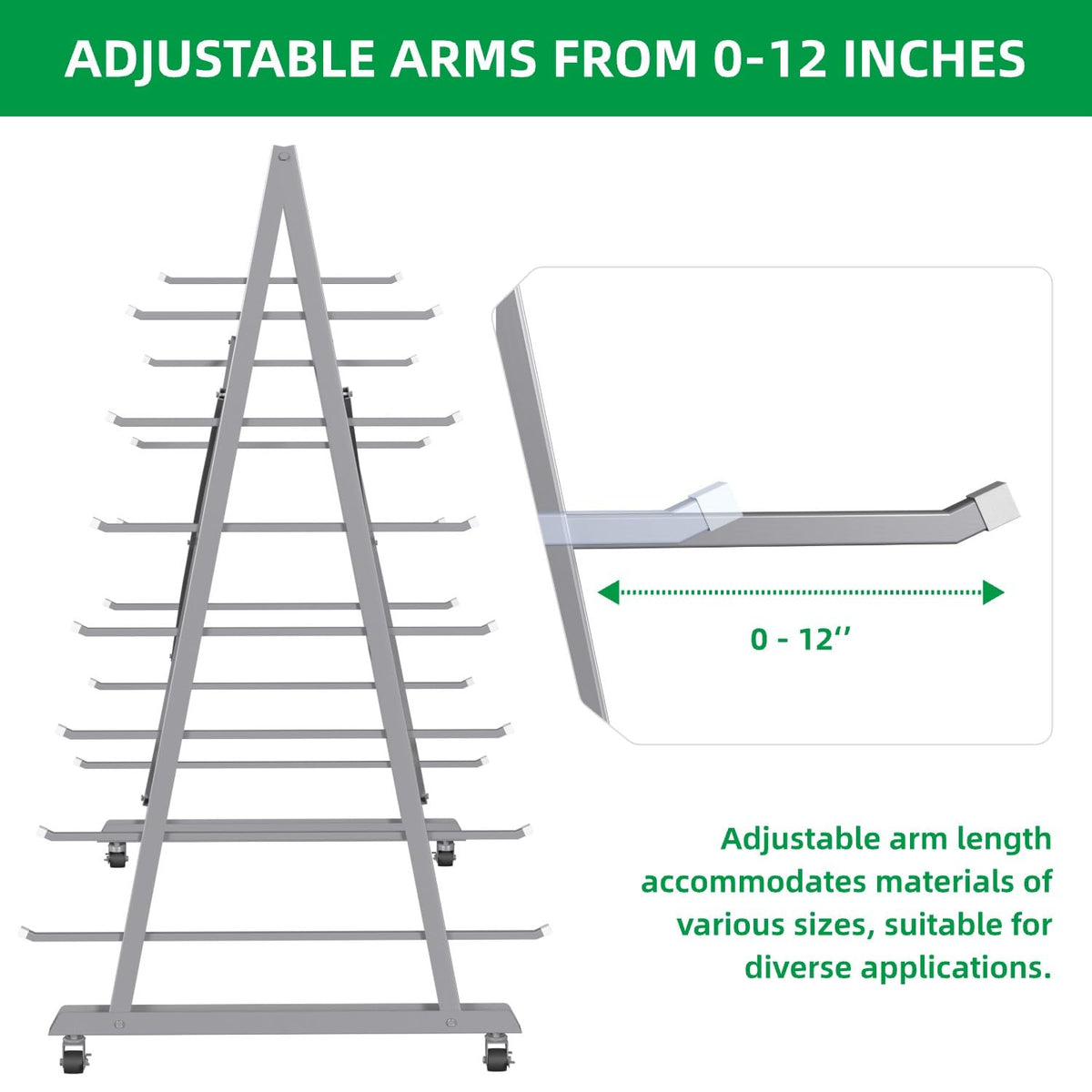 Teinfice 7-Tier Floor Standing Lumber Horizontal Storage Rack, Heavy-Duty Metal Adjustable Arms Pallet Racking, Up to 2500 LBS, Free Standing Bar Storage Cantilever Rack for Basement