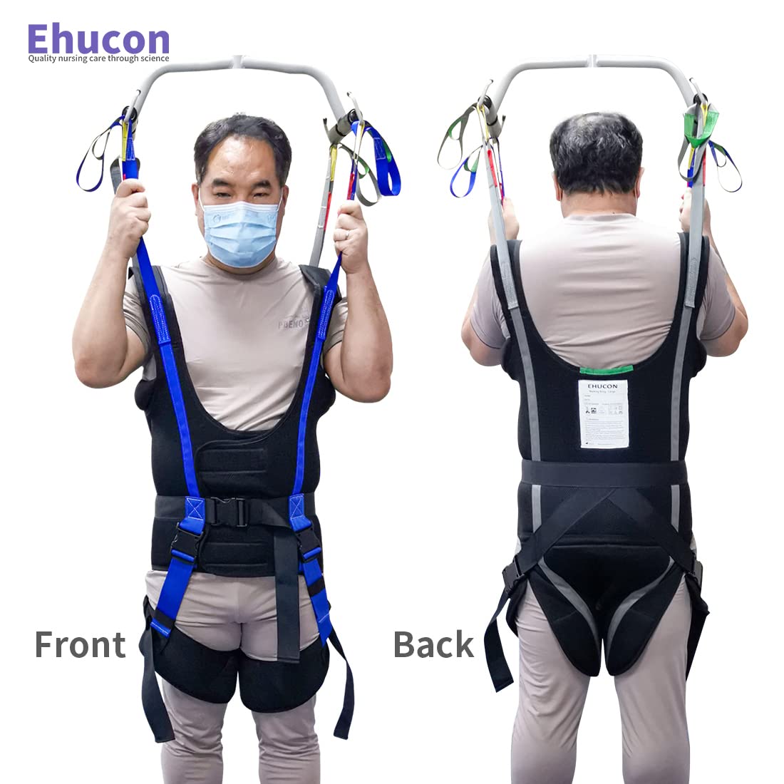 Ehucon Patient Lift Walking Sling, Pelvic Padded 500lbs Safety Loading Weight,Medical Hoist Standing Aids for Ambulating Support Training (Small)