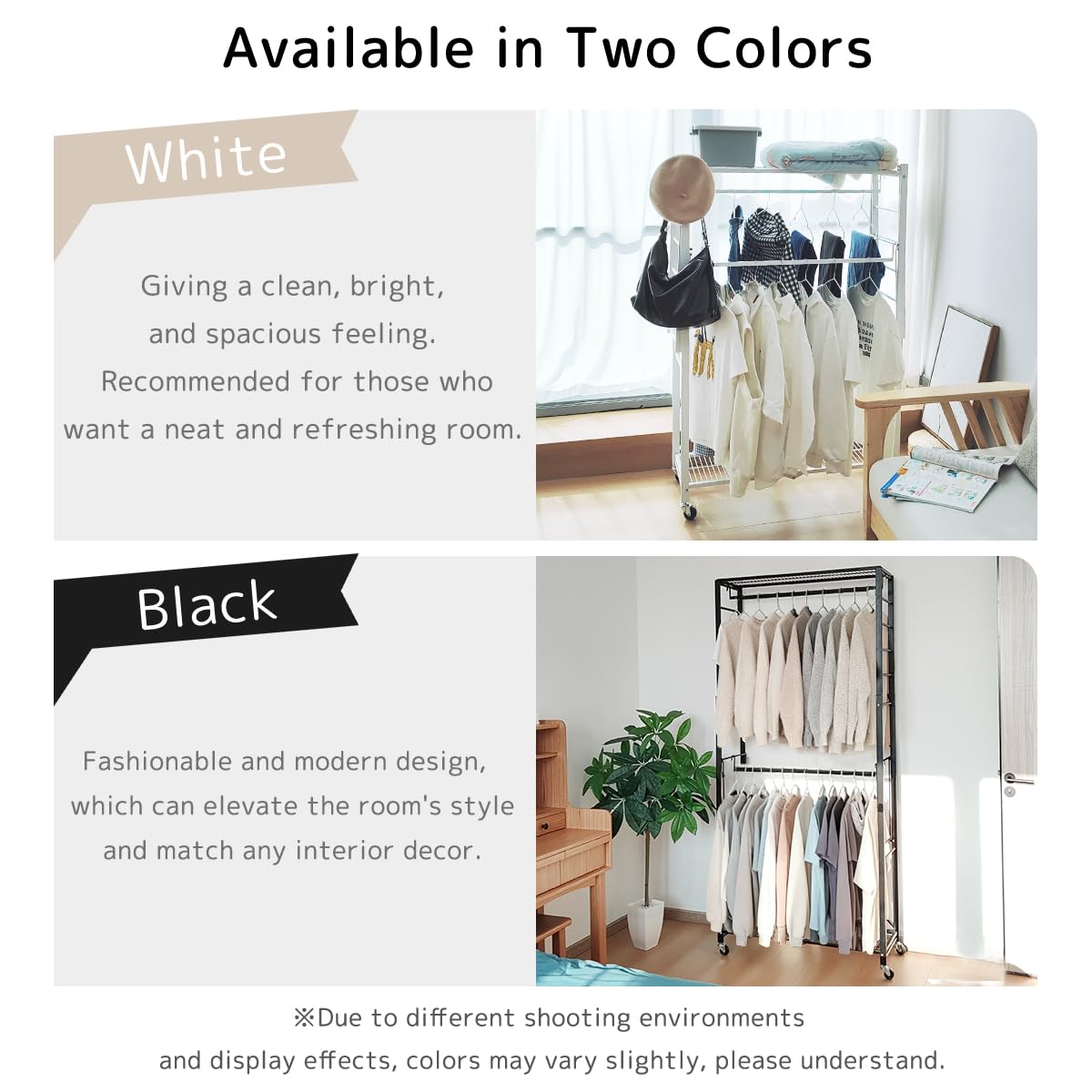 lumizone Folding Clothing Rack with Wheels Expandable Wardrobe Portable Clothes Rack for Hanging Clothes Adjustable Closet Shelves Garment Rack Durable Closet Racks for Hanging Clothes (Pro Black)