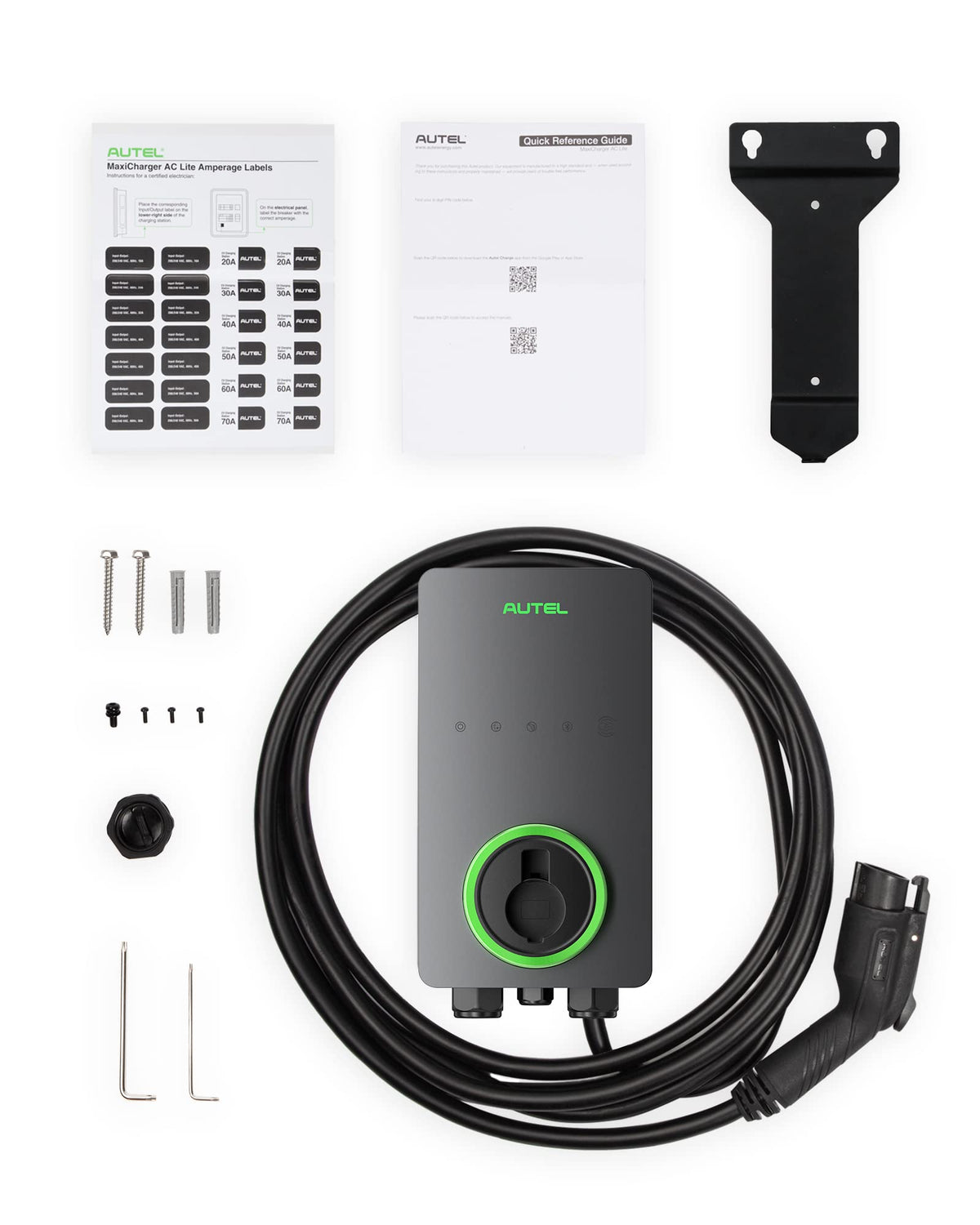 Autel Level 2 EV Charger up to 50Amp, 240V, Indoor/Outdoor Car Charging Station with J1772 Connector, Wi-Fi and Bluetooth Enabled EVSE, 25-Foot Cable, Hardwired, Dark Gray