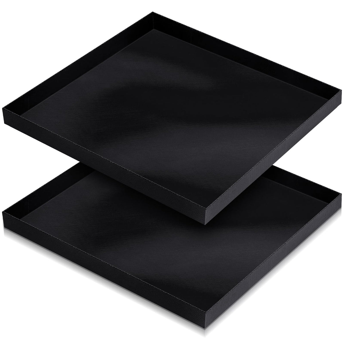 Teenyyou 2 Pcs 13.5'' x 13.5'' x 1'' PTFE Solid Oven Basket, Cooking Oven Trays, Non stick Kitchen Cooking Basket, Black Baking Sheet, Trays for Accessories Chips Chicken Wings Bread Heating