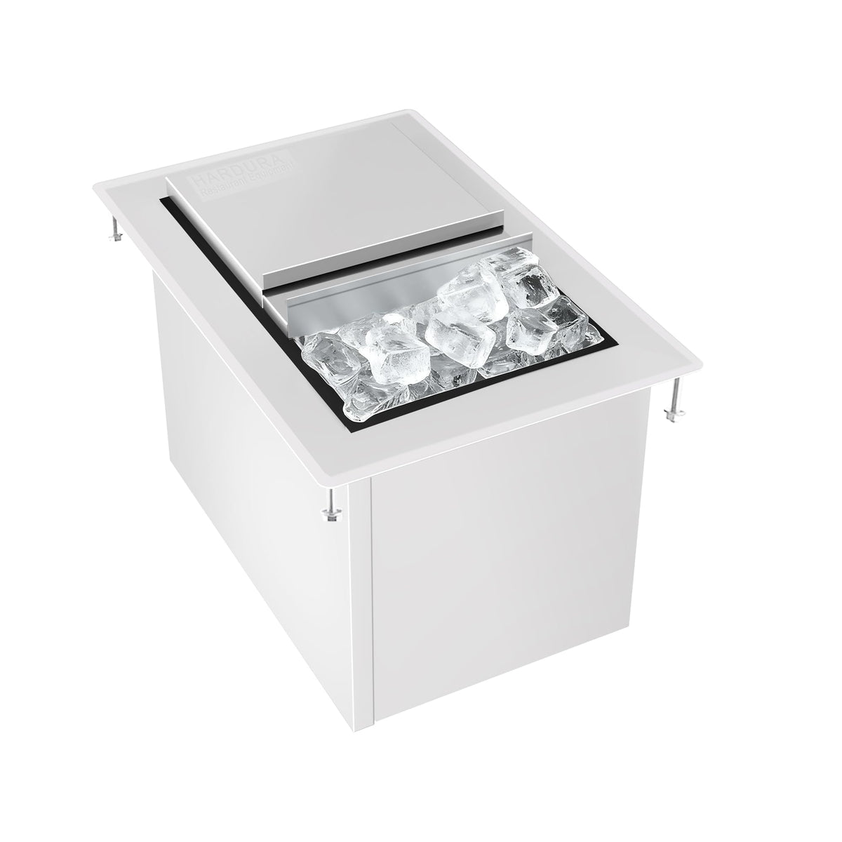 HARDURA Drop-in Stainless Steel Ice Bin, Commercial Insulated Ice Chest with Sliding Cover for Storing Ice Cold Wine Beer
