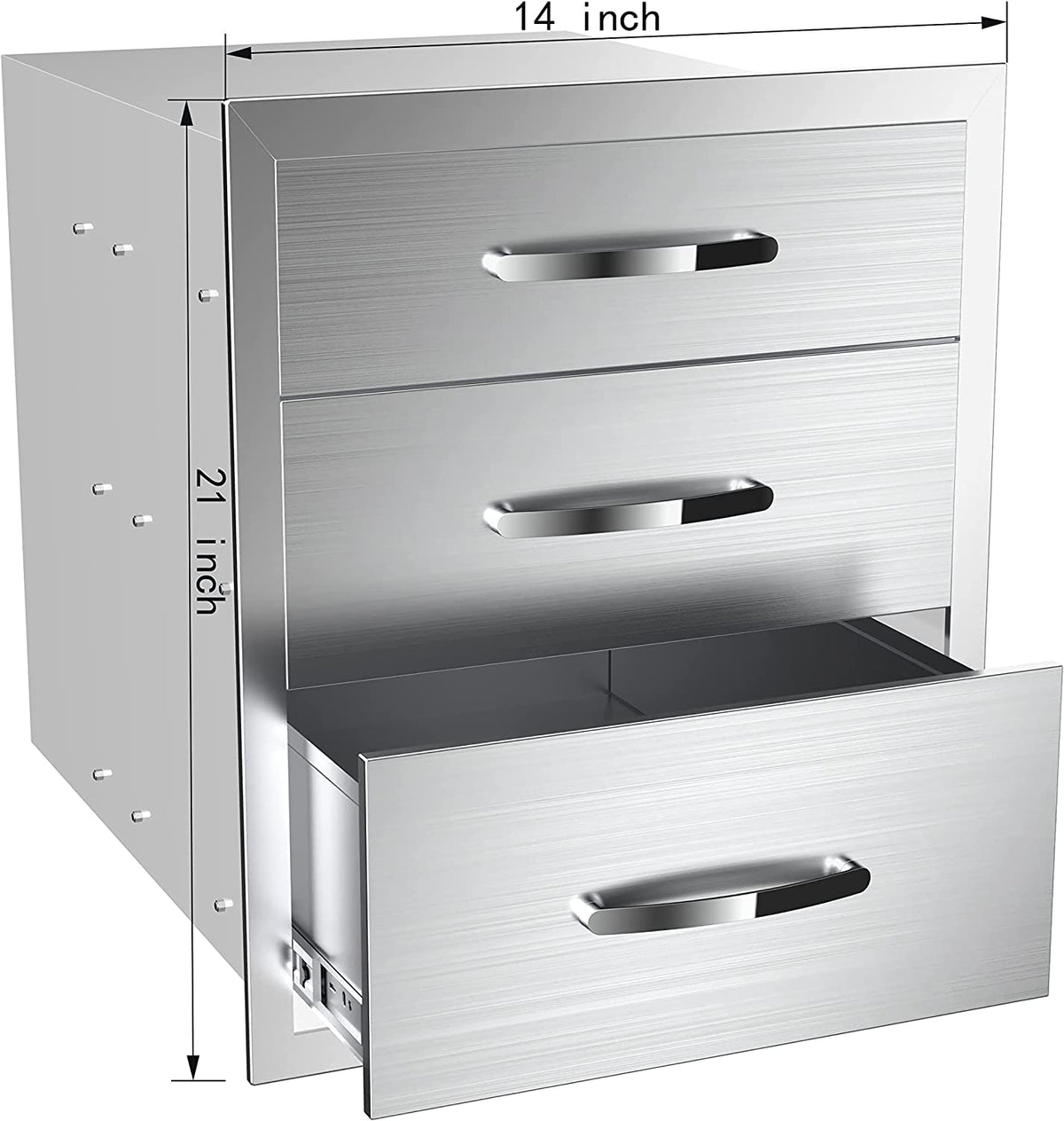KODOM Outdoor Kitchen Drawers 14W x 21H x 23D Inch, Flush Mount Access BBQ Island Drawers for Outdoor Kitchens or Patio Grill Station