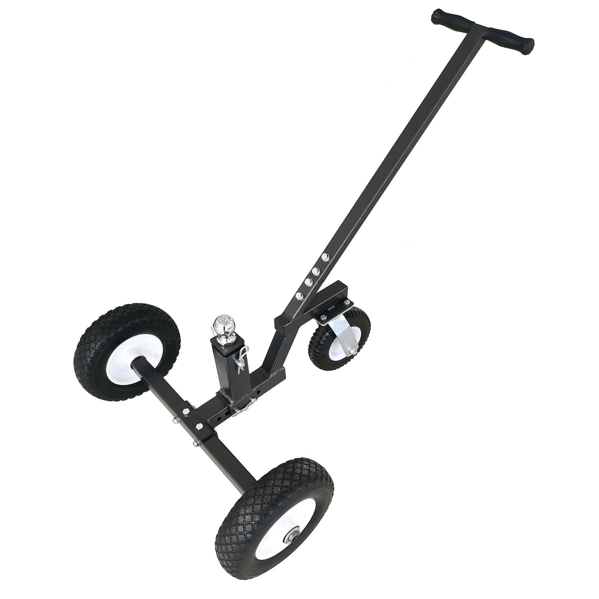 Tow Tuff Trailer Dolly w/ 12" Flat-Free Tires & 8" Swivel Caster Wheel, Fits 1 7/8” Coupler, 800 lb Capacity, Black - Adjustable and Portable Trailer Mover for Campers, Boats, and Utility Trailers