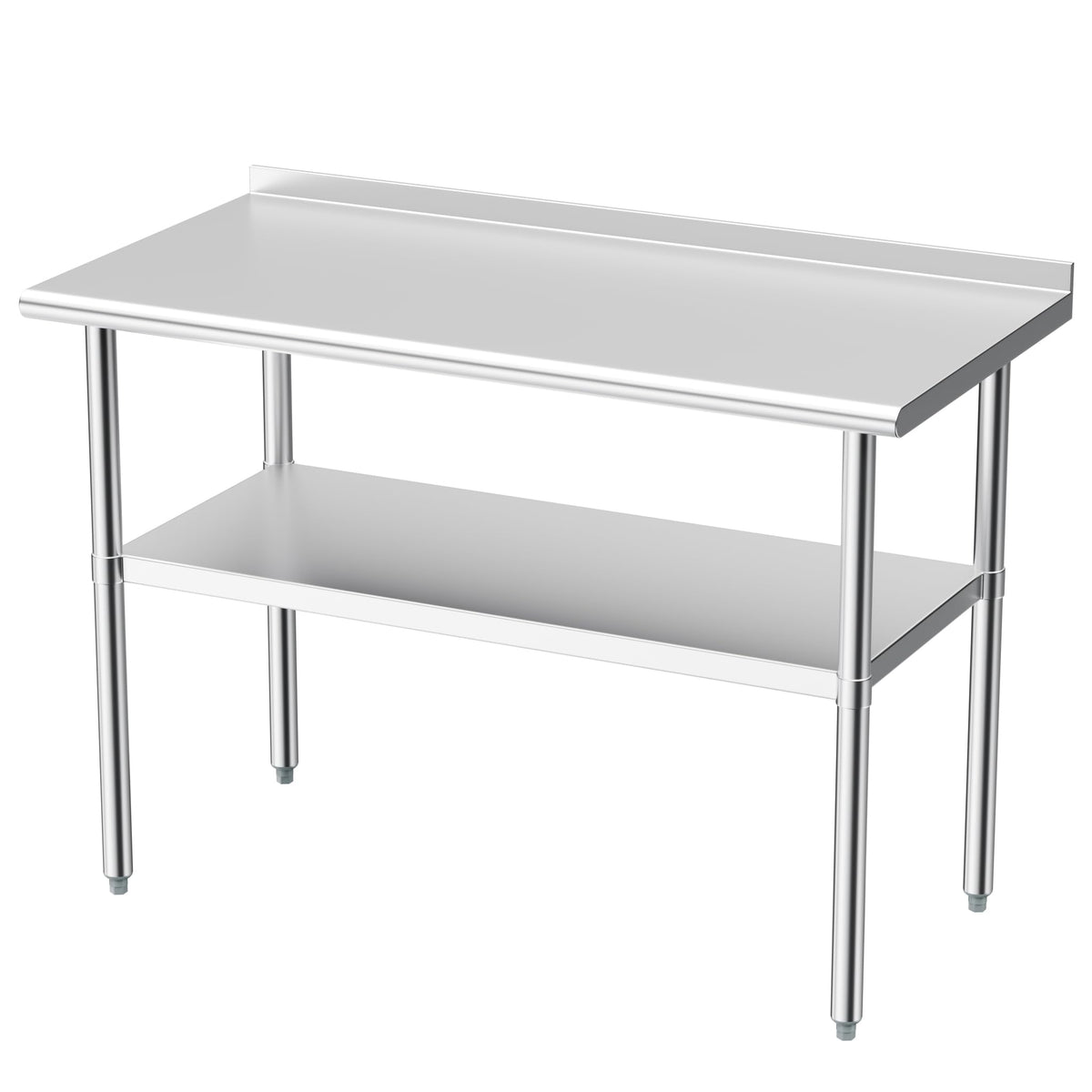 Derro Stainless Steel Table for Prep & Work, 24 x 48 in, Metal Commercial Heavy Duty Table with Backsplash and Adjustable Under Shelf and Foot for Restaurant, Home and Hotel