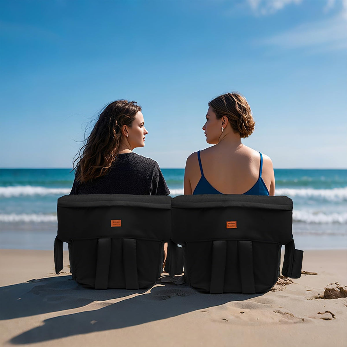 Aventorixis Extra Wide Stadium Seats with Back Support – 2 Pack Sofa-Style Bleacher Chairs, Thick Cushions, 6 Reclining Positions(Black-2 Pack,Wide|25")