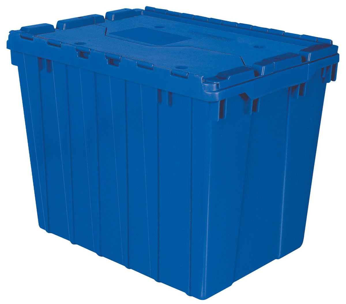 Akro-Mils 39170 Industrial Plastic Storage Tote with Hinged Attached Lid, (21-Inch L by 15-Inch W by 17-Inch H), Blue, (3-Pack)