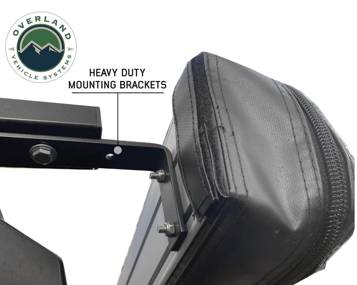 Overland Vehicle Systems HD Nomadic Car Side Shower Room with Black 1000G PVC Travel Cover, Universal L - Brackets, Dark Grey Body with Silver Inner Lining