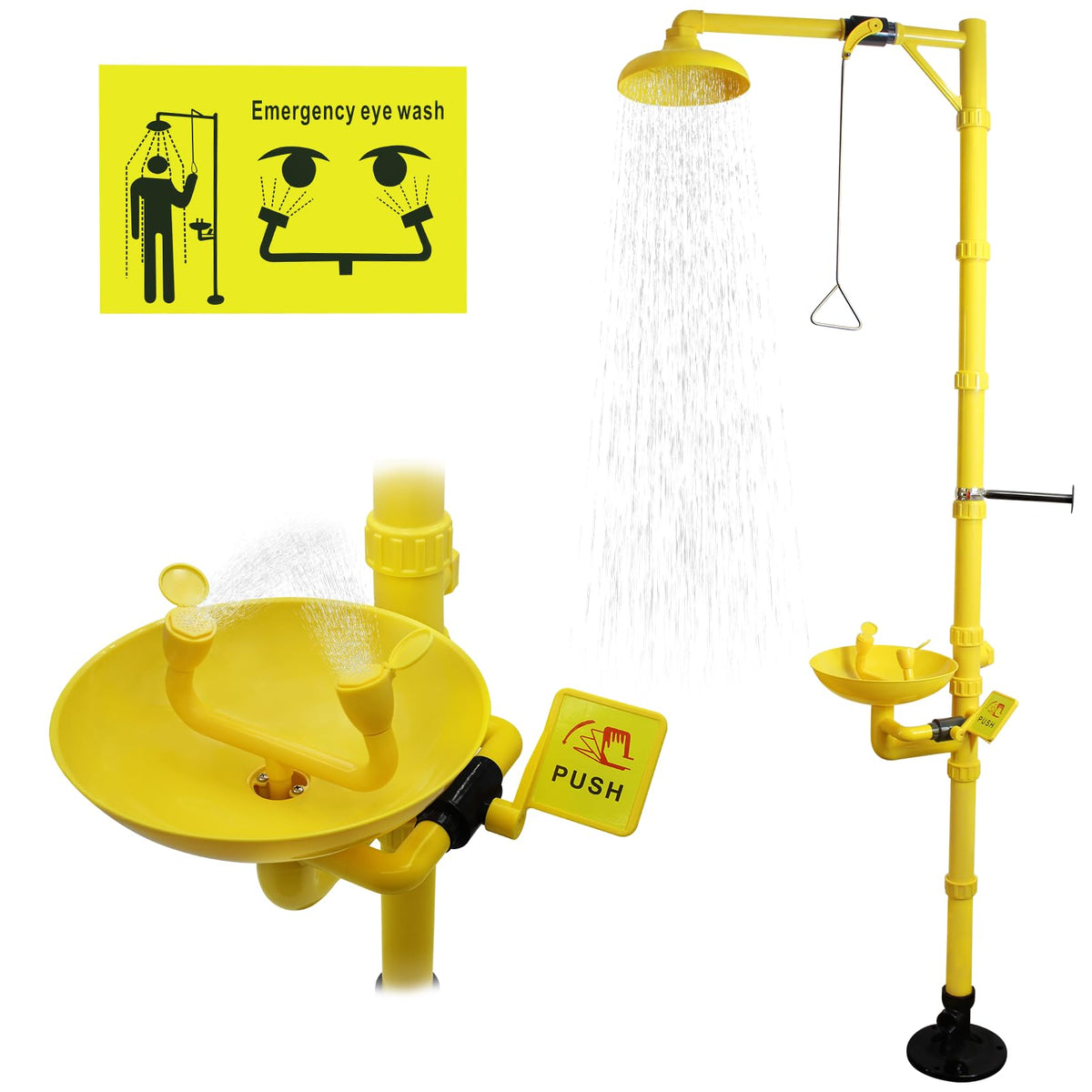 Emergency Shower Eyewash Station OSHA Approved,Eye Wash and Shower Combination Kit, First Aid Eyewasher Station for Industrial,Lab Use,ABS