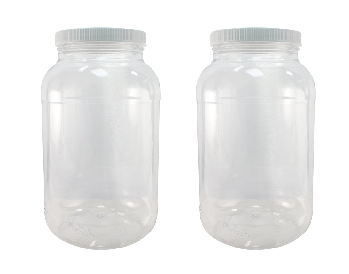 Pinnacle Mercantile 1 Gallon Plastic Jars with Screw on Lined Lids 24 Pack Wide Mouth Food Storage Containers
