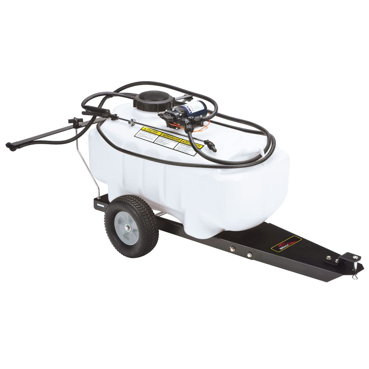 Brinly Self-Storing Tow Behind Lawn and Garden Sprayer with Collapsible Boom, 25-Gallon