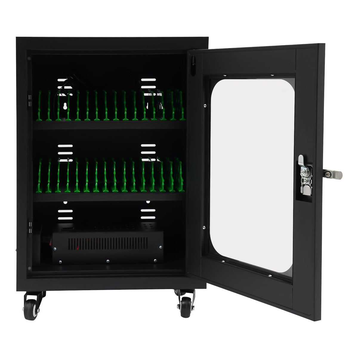 Ferroxen Mobile School Charging Cart Station, 30-Device Charging Station with Wheels, Lockable Cell Phone Storage Cabinet, for Schools, Libraries, Hospitals, Exhibitions (Black)