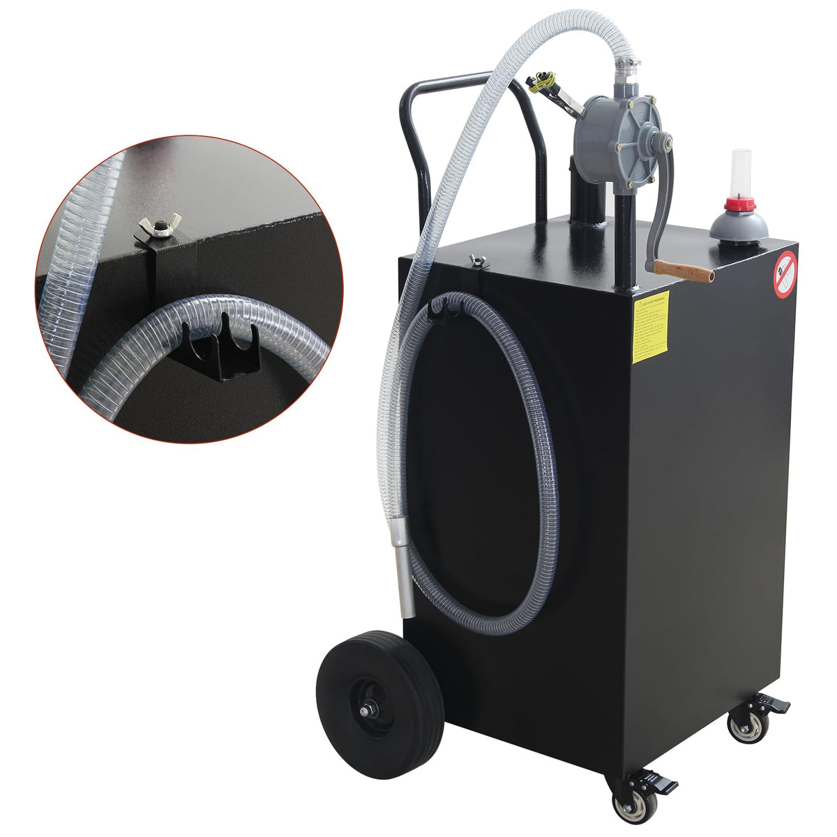 45 Gallon Fuel Caddy, Portable Gas & Diesel Transfer Tank with Manual Pump & Locking Wheels, All-Terrain Fuel Storage Caddy for Cars, Trucks, Tractors