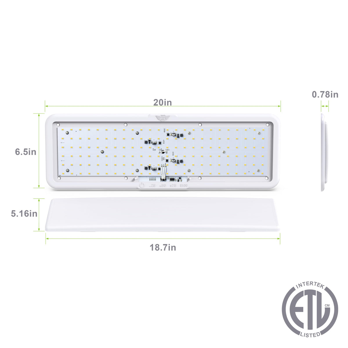 Leisure LED RV LED Ceiling Light Fixture 20" x 6.5" -1450 Lumen with Touch Dimmer Switch Interior Lighting for Car/RV/Trailer/Camper/Boat DC 12V Natural White 4000-4500K (4-PACK)