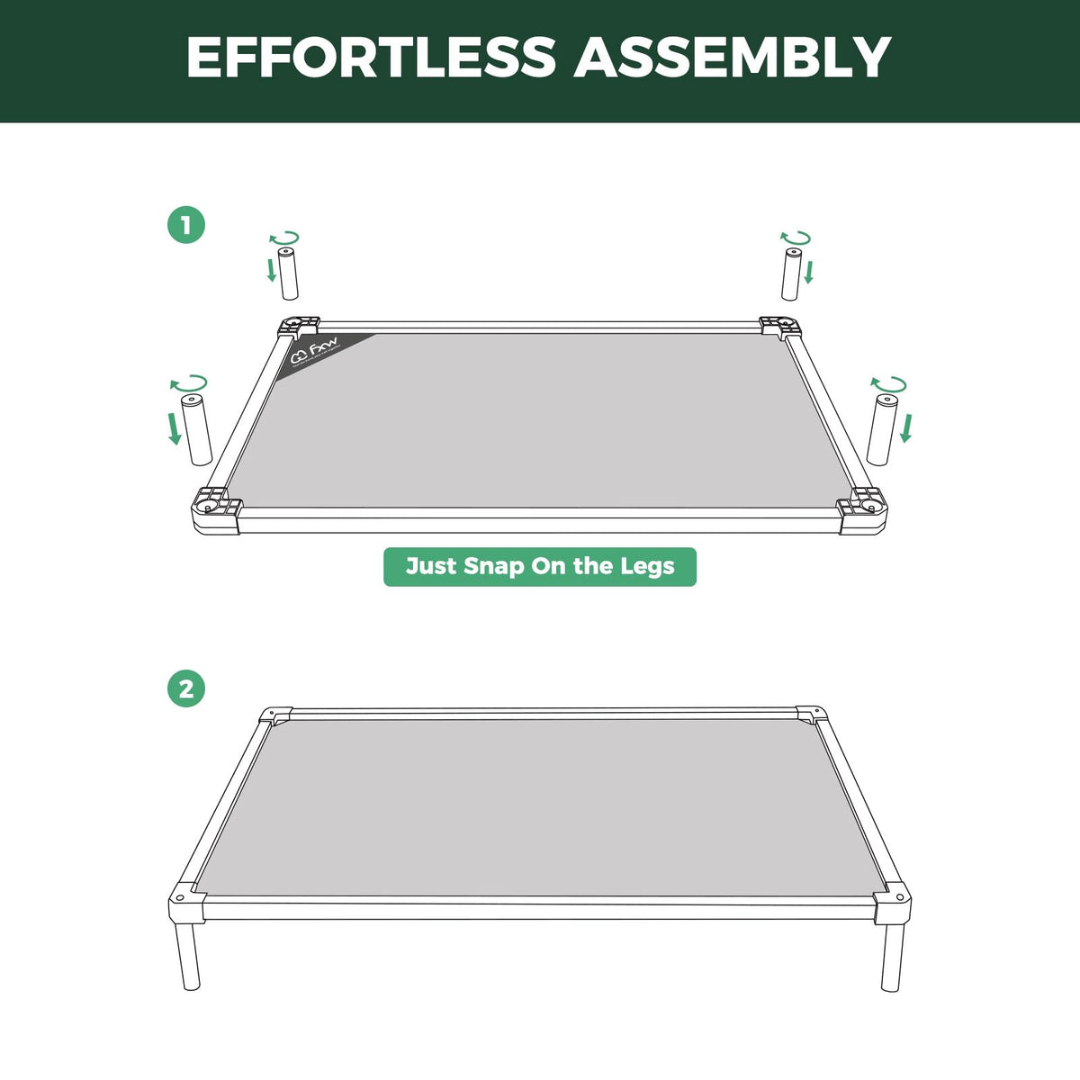 FXW TitanNest Chew-Proof Elevated Dog Bed, Raised Cot for Indoor/Outdoor/Camping Use, Durable & Waterproof Cooling Pet Bed for Extra Large Dogs, 56.0" L x 31.0" W x 7.3" H, Black