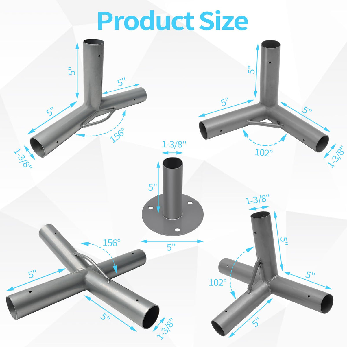 ICITYWALL 6 Leg Carport Kits，Low Peak Canopy Fitting Kit with 1-3/8" ID, Galvanized Steel Carport Connectors, shed Frame kit DIY Project