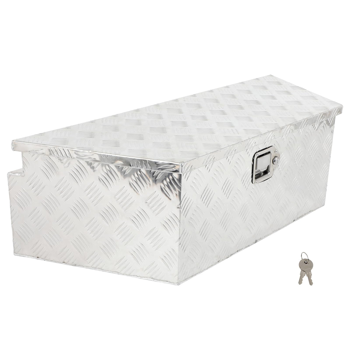 SCITOO 39 Inch Heavy Duty Truck Bed Tool Box,Aluminum Diamond Plate Crossover Storage for Most Full Size Pickups,Lockable Weatherproof Chest,Fits 39" Truck Beds,Easy Access to Load and Unload