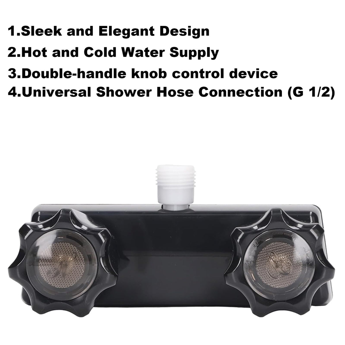 RV Shower Faucet with Shower Head and Hose - Non-Metallic RV Shower Kit, On/Off Valve & Diverter, Handheld Shower Replacement for RV, 5th Wheels, Motorhomes, Travel Trailers, Campers (Black)