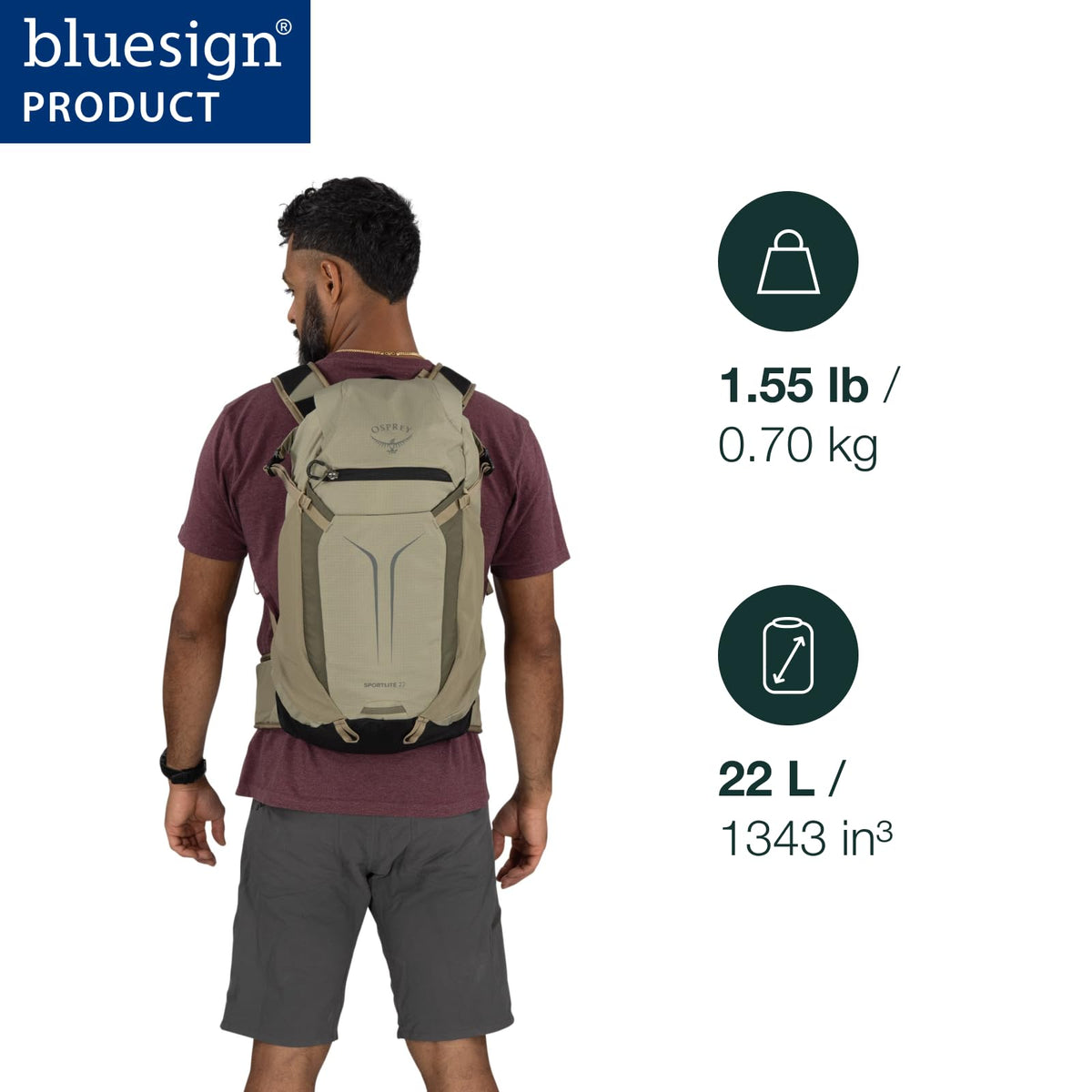 Osprey Sportlite 22L Lightweight Hiking Backpack for Men and Women - Everyday Hiking Bag - Travel Daypack, Torrent Blue