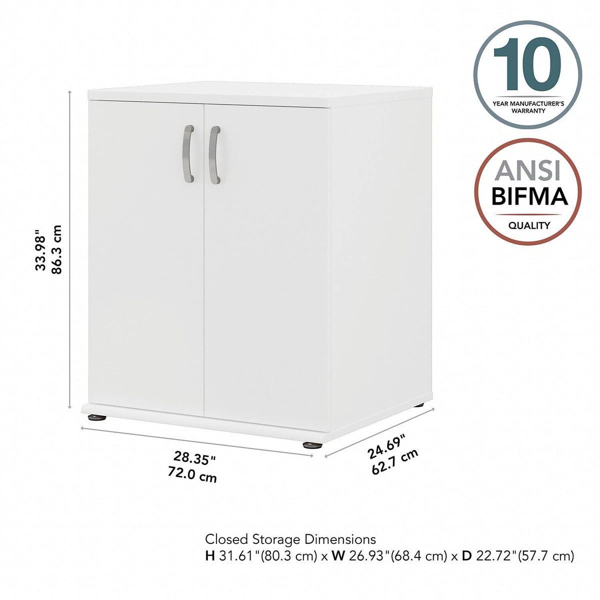 Bush Business Furniture Universal Garage Storage Cabinet with Doors and Shelves in White