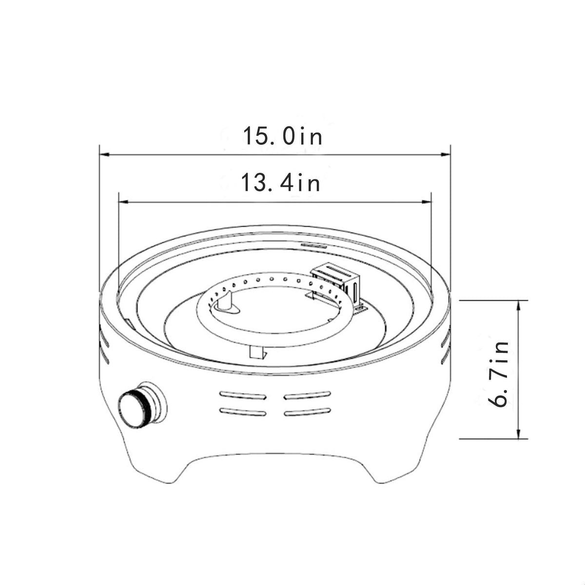 15 Inch Propane Tabletop Fire Pit 40000 BTU Portable Gas Fire Pit with Lava Rocks Round Steel Fire Bowl for Outdoor Patio Balcony Garden, Black