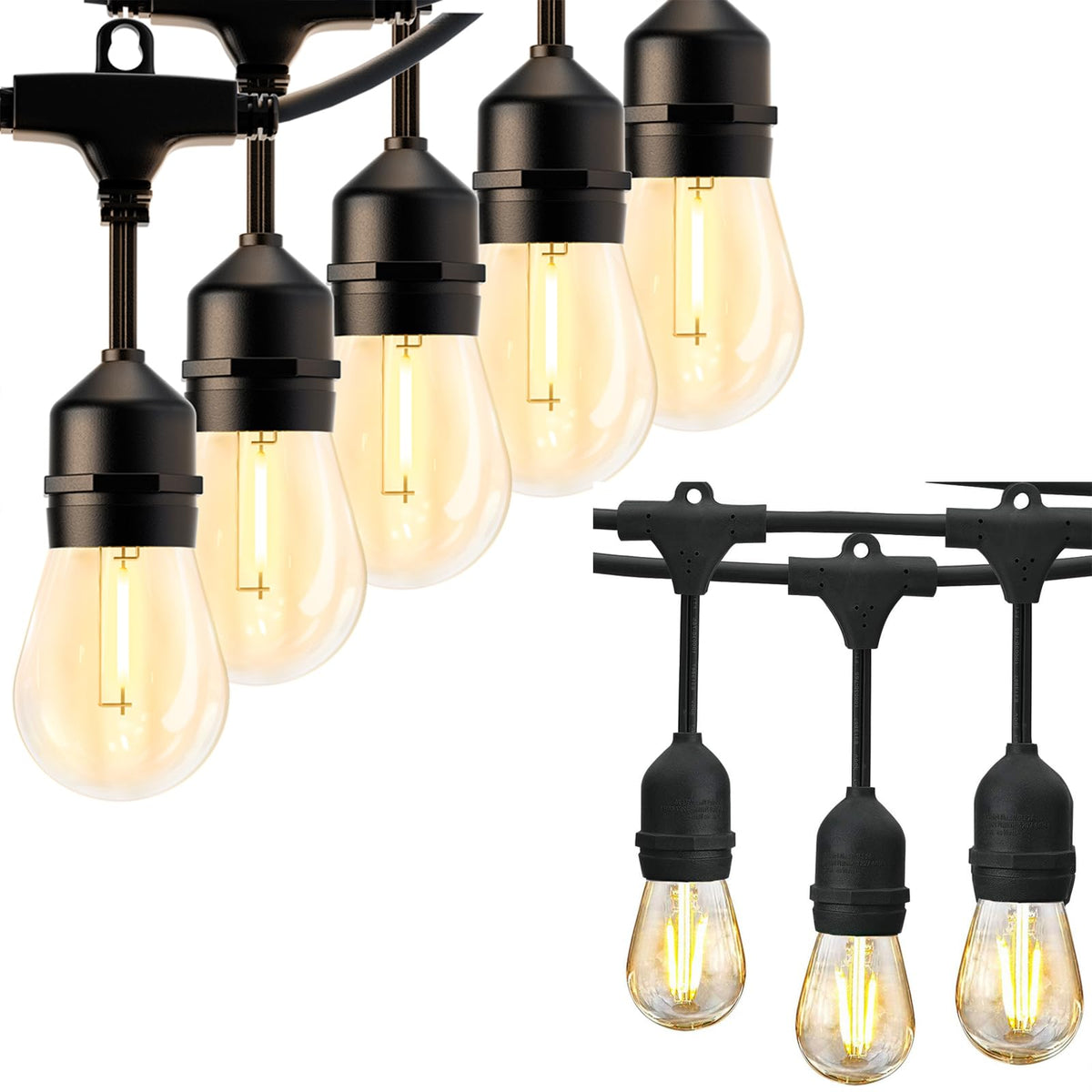 Svater 48FT 2W Outdoor String Lights with 150FT 1W Outdoor Led String Lights
