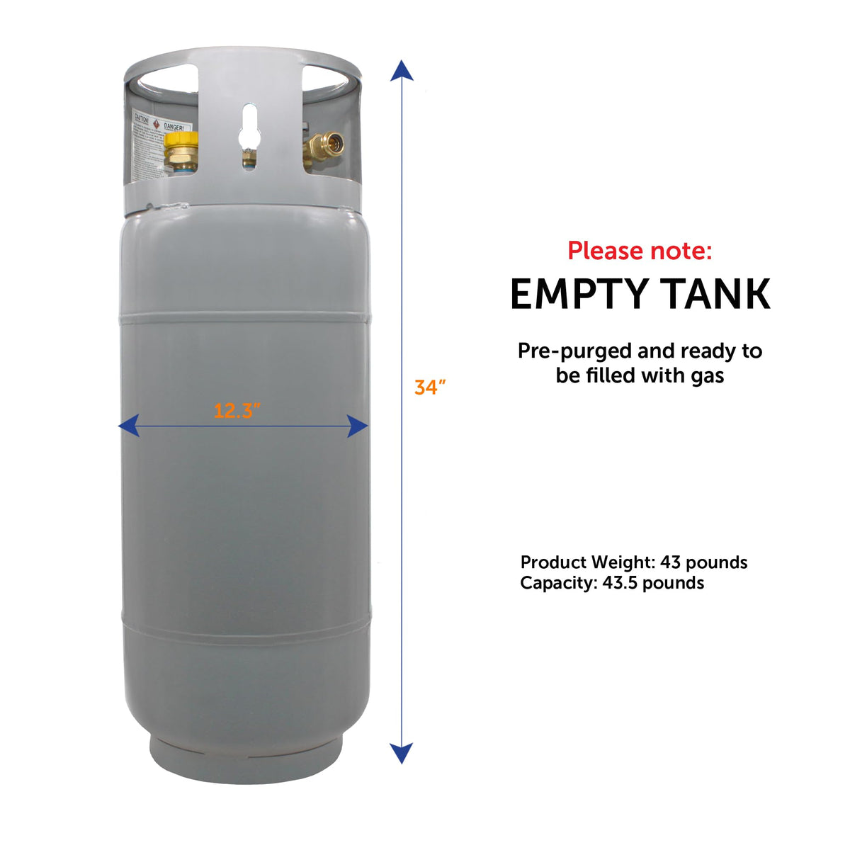 Flame King 43.5LB Steel Forklift Propane Tank with Gauge, DOT and TC Compliant, Rugged-Designed, Larger Than Standard Forklift Tanks