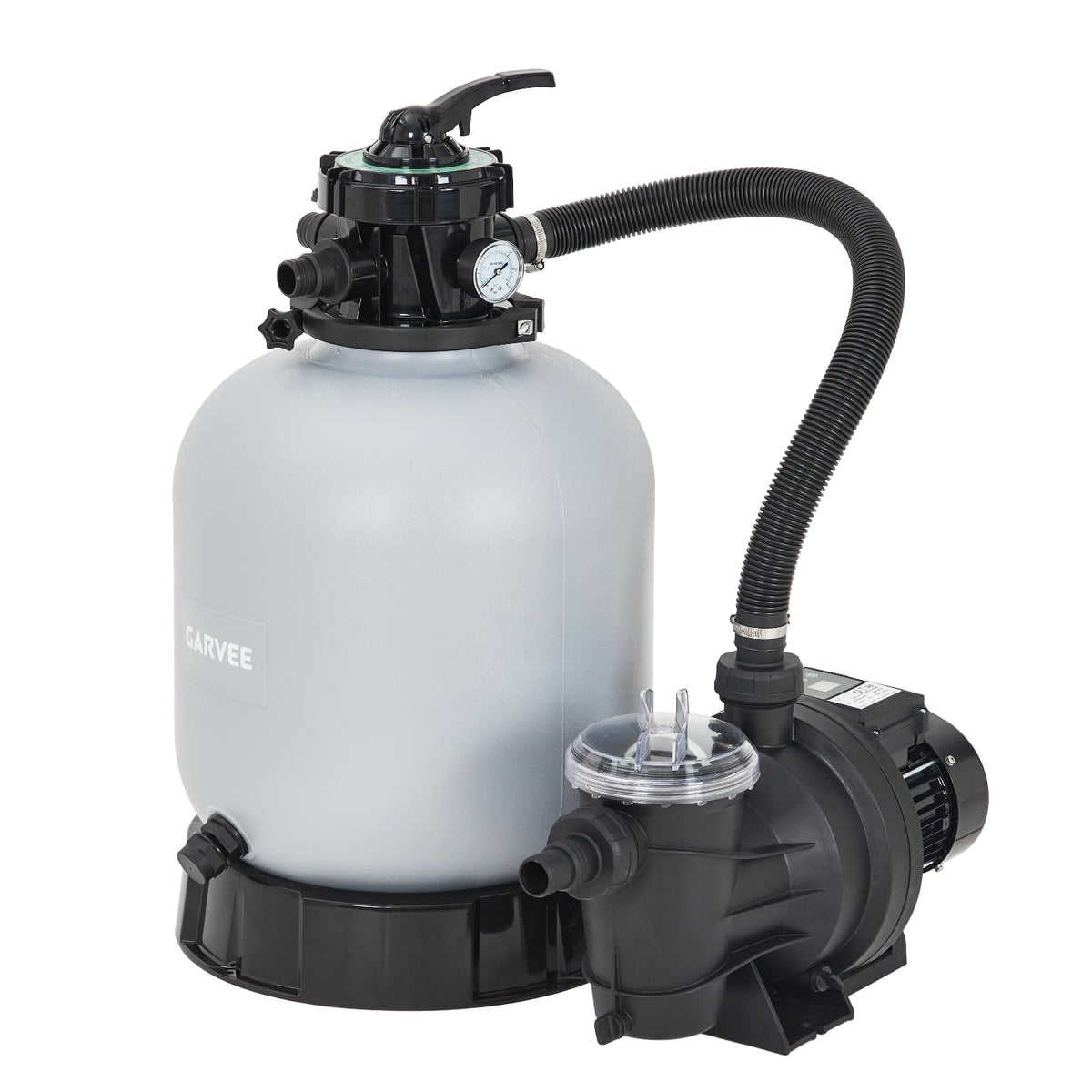 19" Sand Filter Pump for Above Ground Pool with Timer, 1.5HP Swimming Pool Pump & Sand Filter System with 7-Way Valve & Strainer Basket, Pool Pumps Above Ground, Leak-Resistant, 6075GPH, Grey