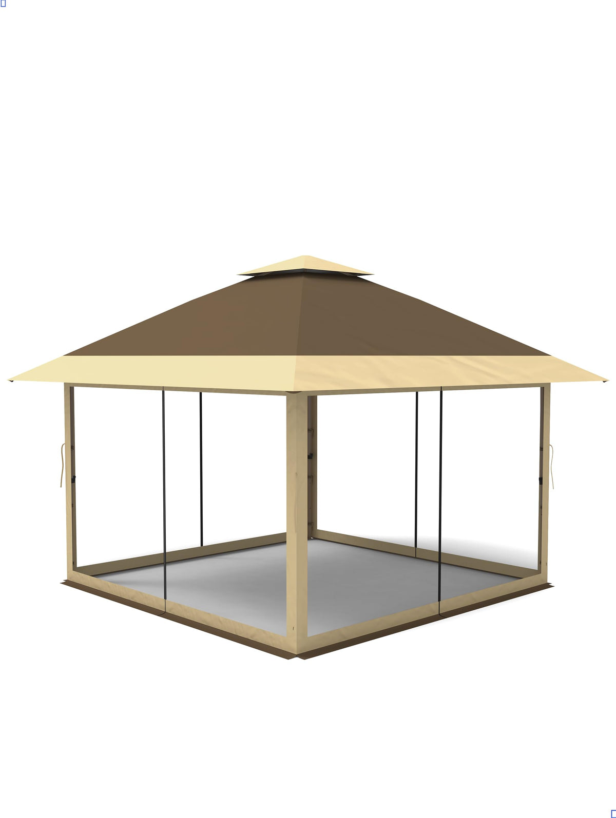 KYBOLT 12x12 Pop Up Gazebo Instant Canopy Tent with Netting 4 Stanbags Outdoor Shelter for Lawn, Garden, Backyard, Deck (Khaki + Dark Khaki)