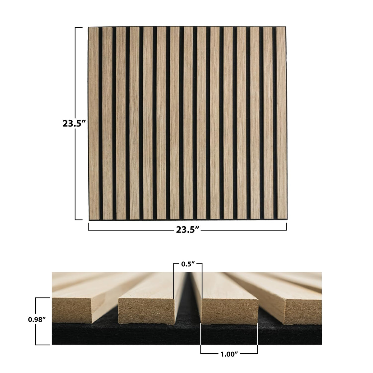 CONCORD WALLCOVERINGS ™ Fluted 3D Slat Acoustic Wall Panels – Interior Wooden Sound-Absorbing Veneers for Noise Reduction & Soundproofing - 23.5" x 23.5" (Pack of 4, Covers 15.2 Sq Ft) - Silver Ash