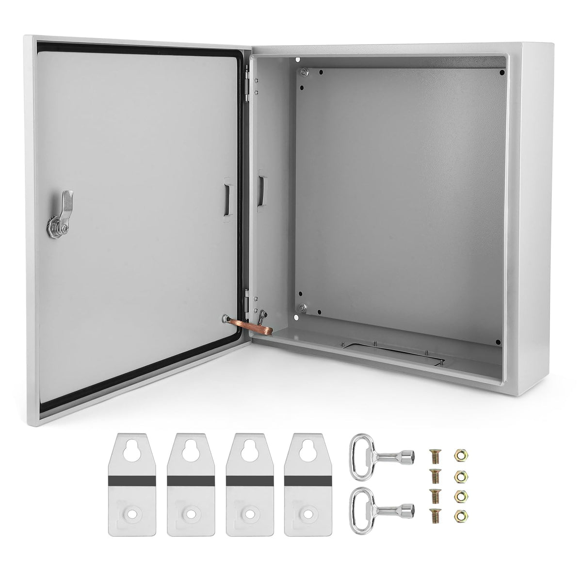 Towallmark 24x24x8 Outdoor Electrical Box, NEMA 4X Steel Electrical Enclosure Box, Electrical Junction Box, with IP66 Waterproof, Dustproof, Lock, Mounting Plate