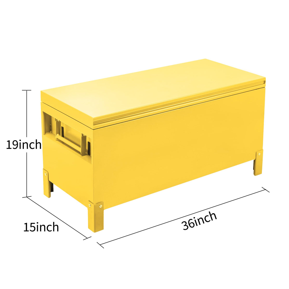 MOVECOM 36x15 Inch Large Aluminum Truck Bed Tool Box, Heavy-Duty Waterproof Tool Chest, Easy Assembly Storage Organizer with Side Handles for Pickup Trucks, RV, Trailer - Yellow