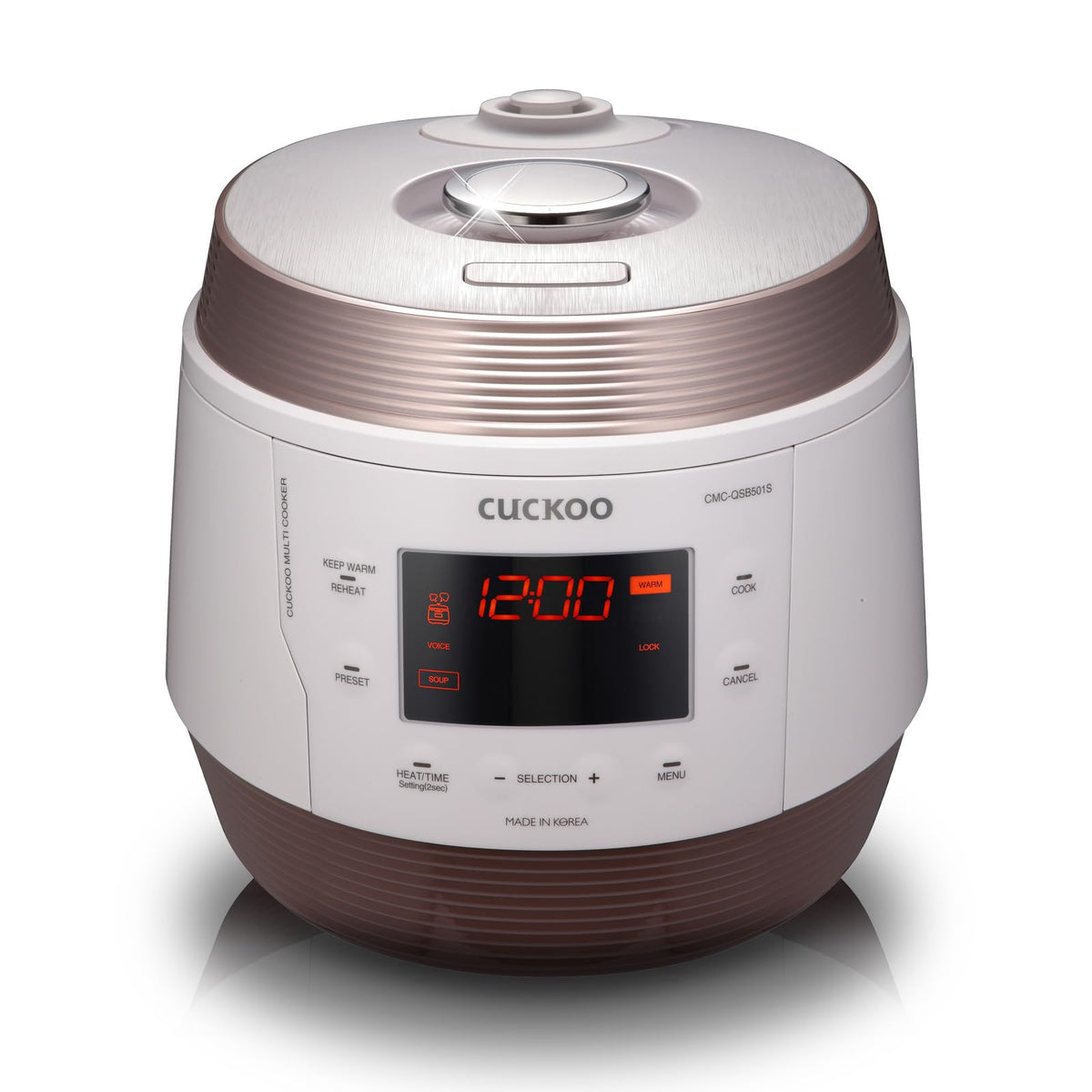 CUCKOO Electric Pressure Cooker 5QT, Versatile Slow Cooker with 10 Menu Options, High Pressure Food Steamer for Cooking, Instant Multicooker with Stainless Steel Non-Stick Inner Pot (CMC-QSB501S)