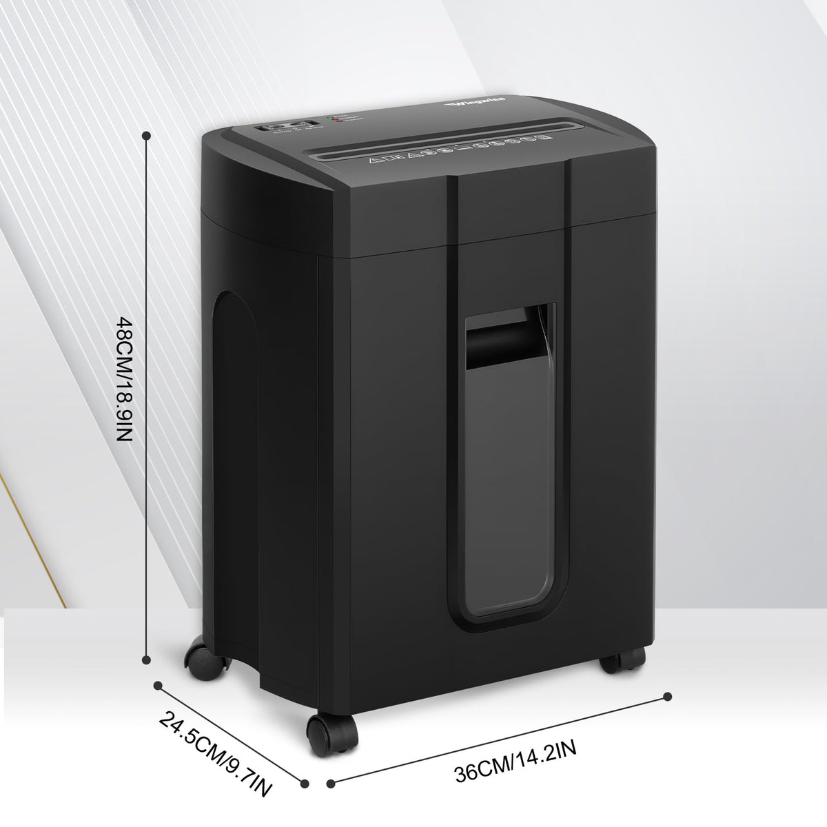 Low Noise 48dB Paper Shredder for Home, 15-Sheet Cross Cut, CD/Credit Card Office Shredder, 4.7 Gallons Wastebasket, P-4 High Security, Black