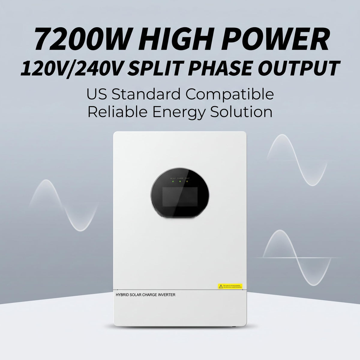 7200W Split-Phase Hybrid Solar Inverter, 120V/240V, 150A Dual MPPT, 48V Battery, UL Certified for Home Backup