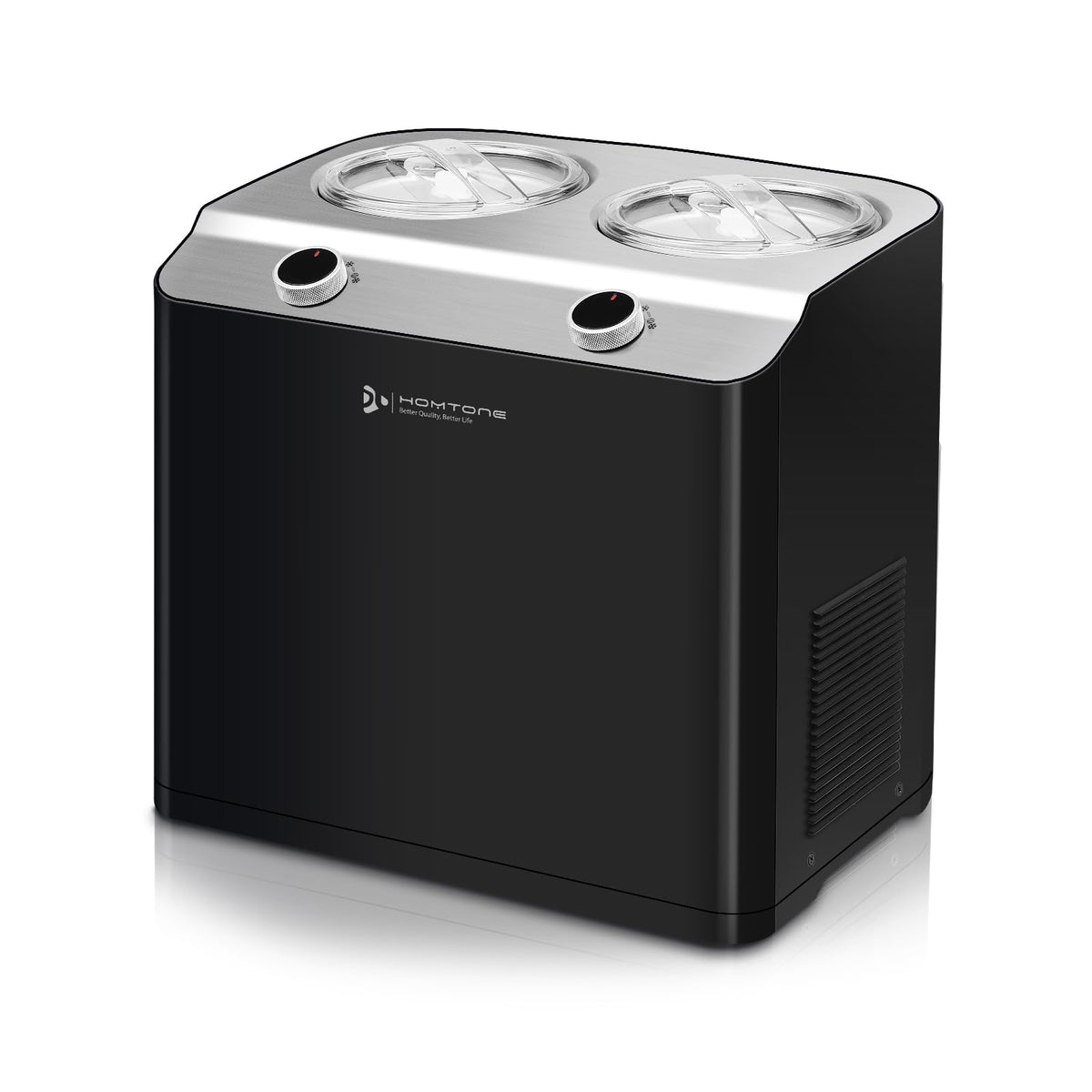 Homtone 2 Flavor Ice Cream Maker,Automatic Compressor Ice Cream Maker Machine with 2 Bowls,2.6QT (2 x 1.3qt) Largest Capacity & Fastest Freezing Ice Cream Machine, 3 Modes, Keep Cool Function
