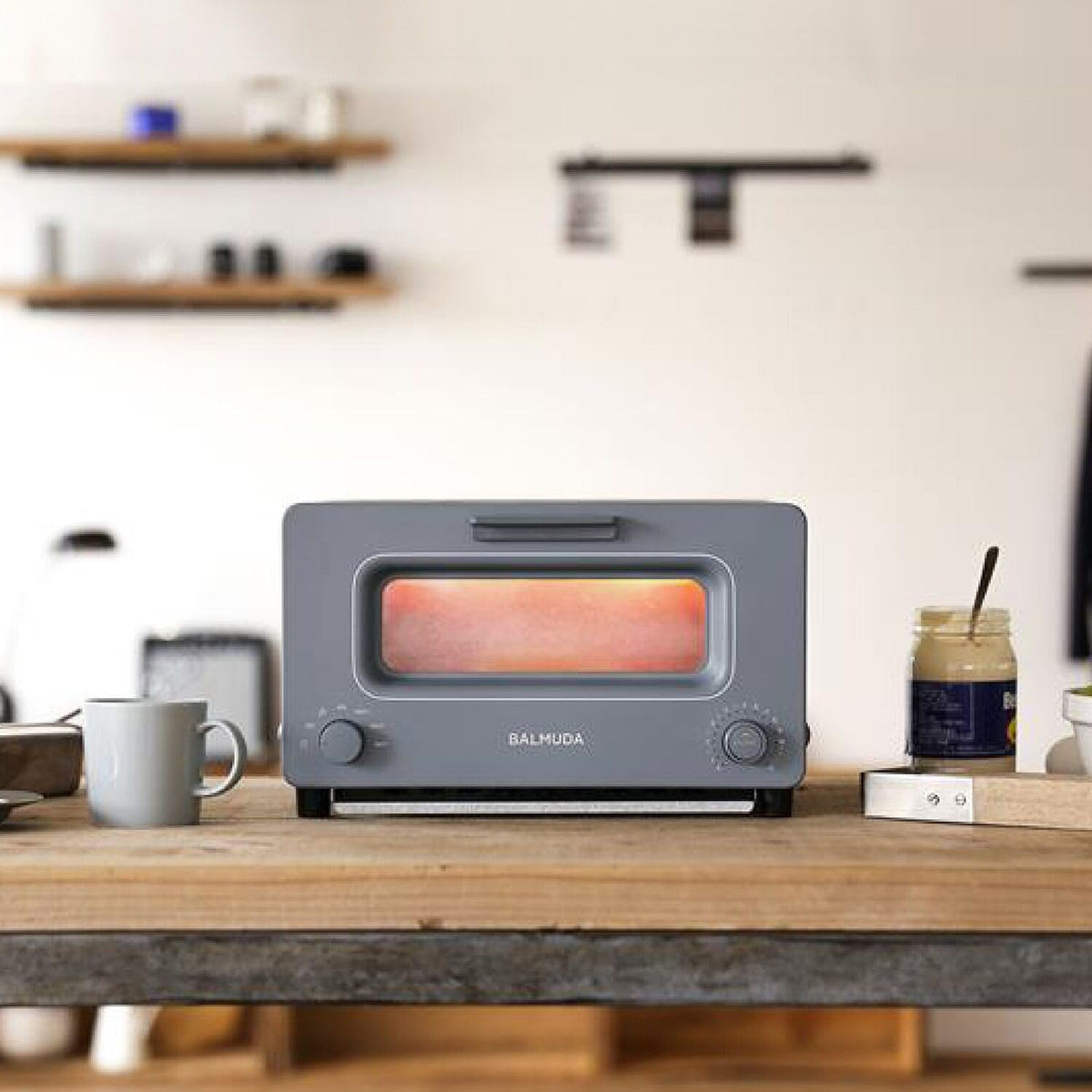BALMUDA Combo Pack: The Toaster Gray & The Lantern Navy | Steam Toaster & Rechargeable LED Lantern