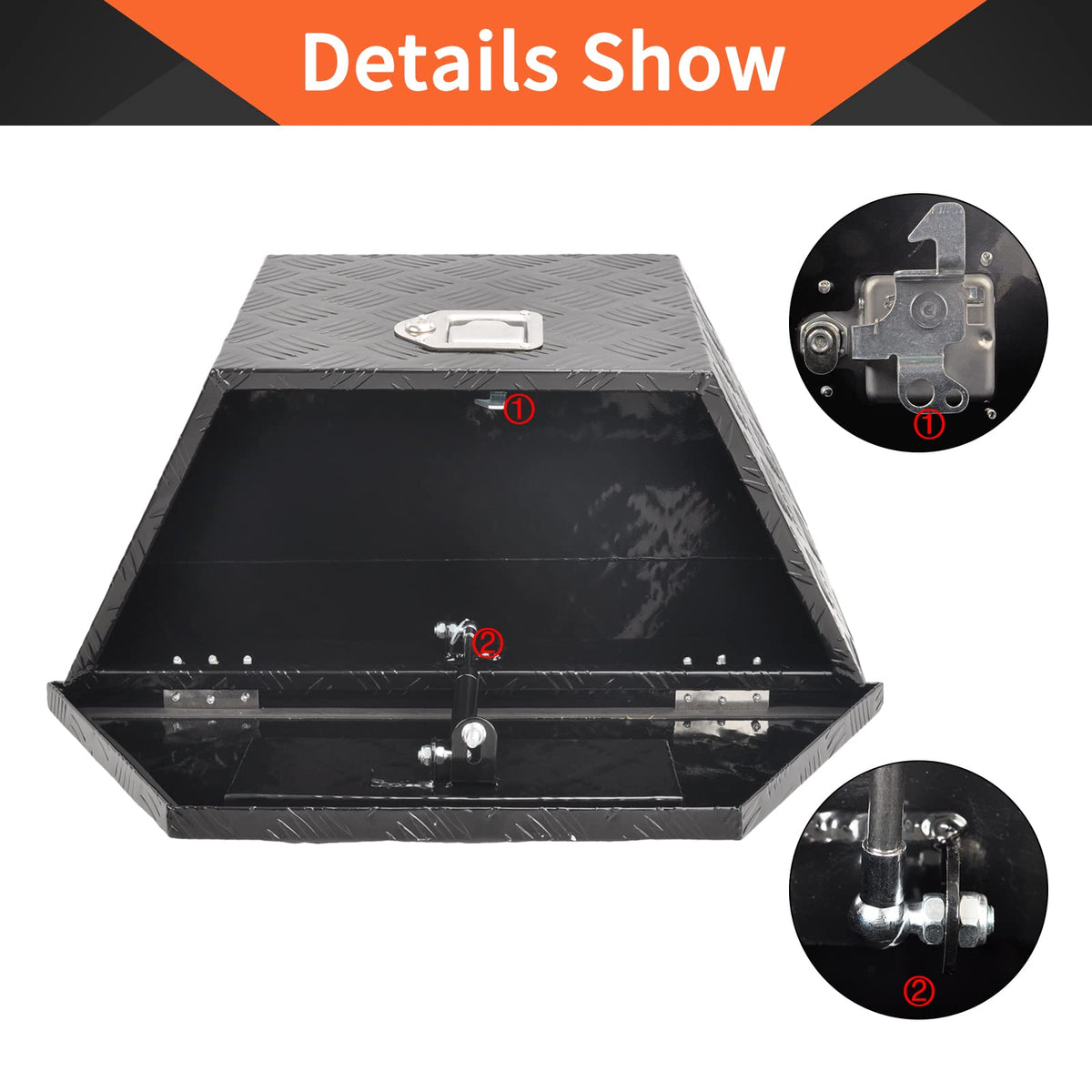 TBAPFS 26 Inch Aluminum Trailer Tongue Tool Box 5 Bar Tread Wide Utility ToolBox for Pick Up Truck RV Storage Organizer Tool Box with Lock and Keys - 26"X13.3"X12" Black