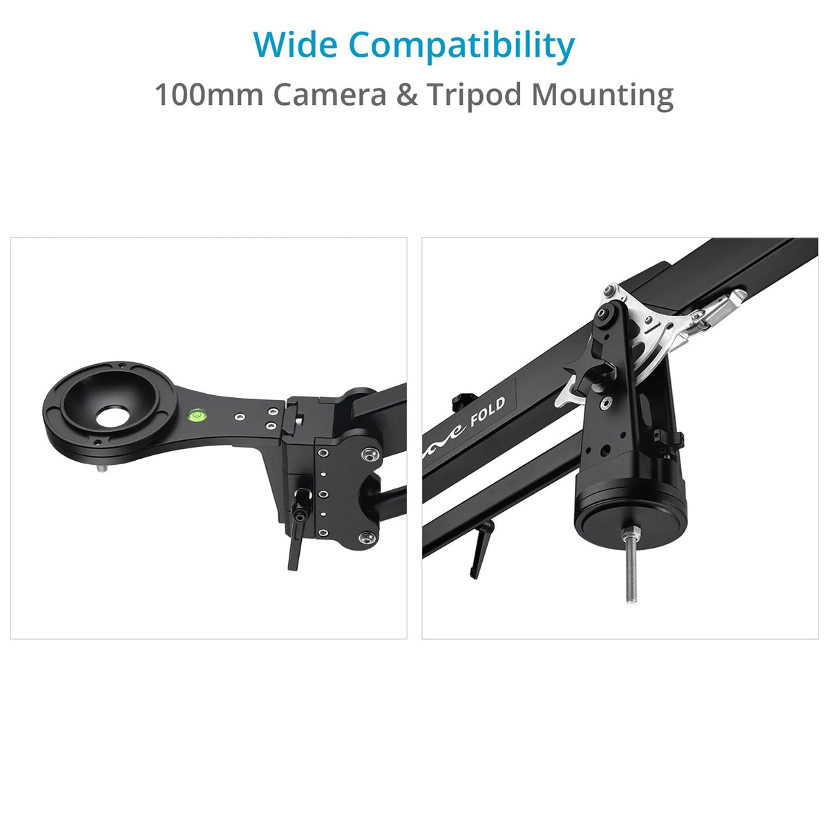 PROAIM 7.2ft Wave Fold Video Camera Jib Crane. 15kg/33lb Payload. 100mm Camera & Tripod Mounting. Quick Dovetail Mechanism. Telescopic Front & Rear Pivot Adjustments (JB-WVFD-01)
