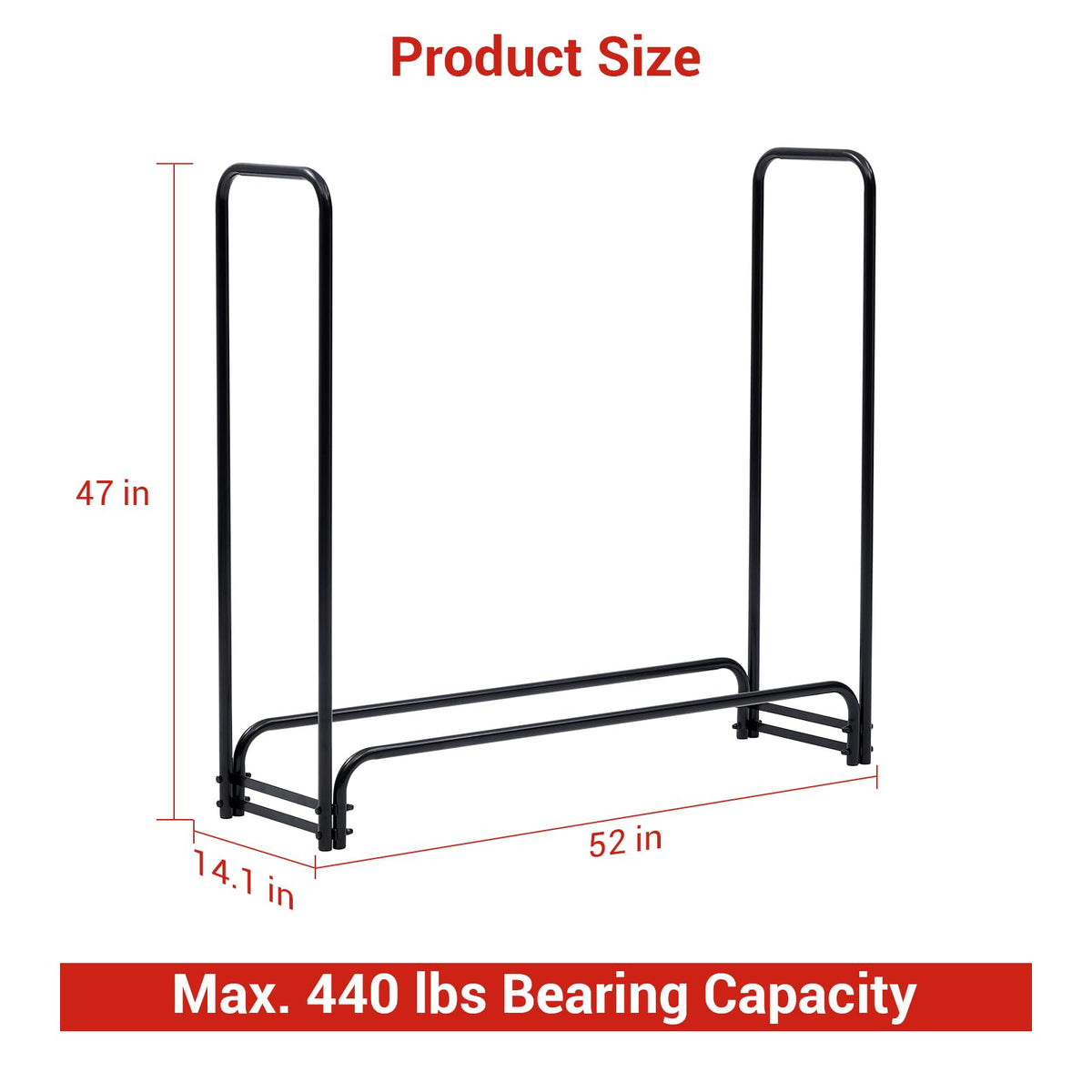 GarveeLife 12 ft Firewood Rack Outdoor with Cover, 3/4 Cord of Outdoor Firewood Storage, 1320 LB Load Capacity Heavy Duty Firewood Holder for Fireplace, Patio, Log Storage Rack