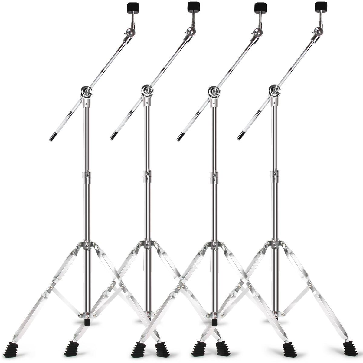 Seteol Boom Cymbal Stand, Adjustable Cymbal Stand for Drum Hardware Percussion Mount Holder Gear Set for Mounting Crash, Ride, Splash Cymbals, Double Braced Legs with Rubber Feet (4 Pack)